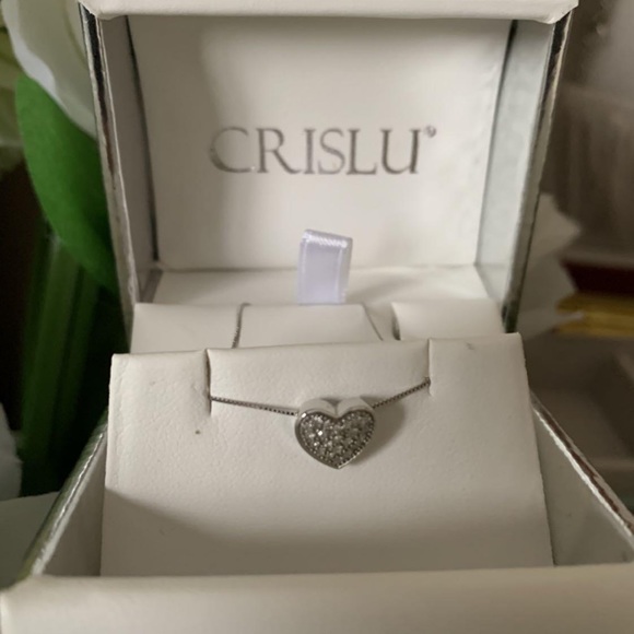 Heart Necklace - Solid 10K White Gold & Diamonds - Picture 3 of 3